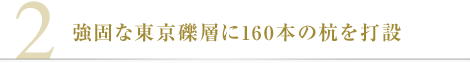 強固な東京礫層に160本の杭を打設